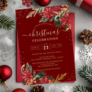 Invitation En Aluminium Fête de Noël de la feuille d'or