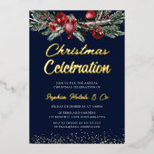 Invitation En Aluminium Fête de Noël de la Gold Navy (Recto)