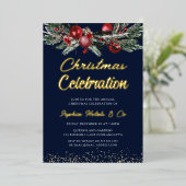 Invitation En Aluminium Fête de Noël de la Gold Navy (Debout devant)