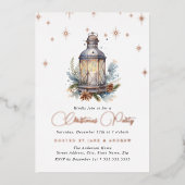 Invitation En Aluminium Fête de Noël de la lanterne Shimmer (Recto)