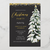 Invitation En Aluminium Fête de Noël de l'Arbre à Neige (Recto)