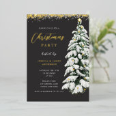 Invitation En Aluminium Fête de Noël de l'Arbre à Neige (Debout devant)