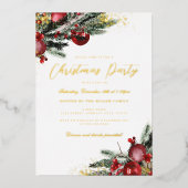 Invitation En Aluminium Fête de Noël de l'étincelle d'or traditionnelle (Recto)