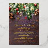 Invitation En Aluminium Fête de Noël de vacances de campagne rustique (Recto)