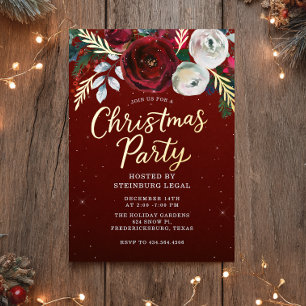 Invitation En Aluminium Fête de Noël d'entreprise Gold Bloom Office