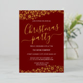 Invitation En Aluminium Fête de Noël d'entreprise Red Gold (Debout devant)