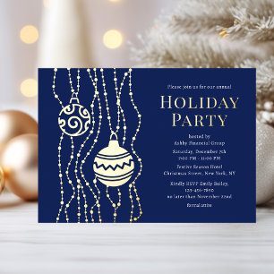 Invitation En Aluminium Fête de Noël élégante et bleue pour les fêtes de f