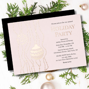 Invitation En Aluminium Fête de Noël élégante et rose pour les entreprises