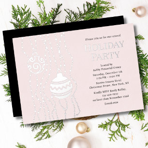 Invitation En Aluminium Fête de Noël élégante rose pour entreprise