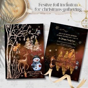 Invitation En Aluminium Fête de Noël Enchanted Woodland Forest