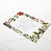 Invitation En Aluminium Fête de Noël Floral Vert Argent (Rotation)