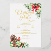 Invitation En Aluminium Fête de Noël Florale Élégante de Fêtes (Recto)