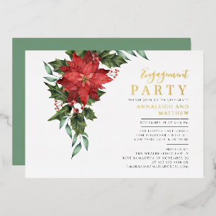 Invitation En Aluminium Fête de Noël Florale Fiançailles Gold