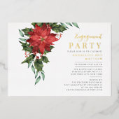 Invitation En Aluminium Fête de Noël Florale Fiançailles Gold (Recto)