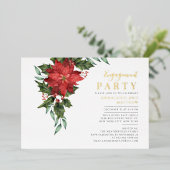 Invitation En Aluminium Fête de Noël Florale Fiançailles Gold (Debout devant)