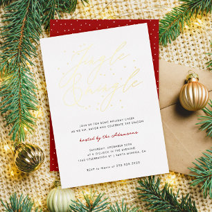 Invitation En Aluminium Fête de Noël Jingle & Mingle Calligraphie Élégante