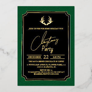 Invitation En Aluminium Fête de Noël Luxueuse Double Cadre Cerf