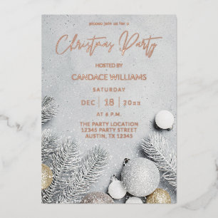 Invitation En Aluminium Fête de Noël Ornements & Feuilles de Pin