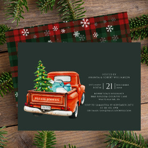 Invitation En Aluminium Fête de Noël Plaid Rustique Argent