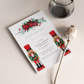 Invitation En Aluminium Fête de Noël Poinsettia Toy Nutcracker Argent