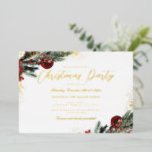 Invitation En Aluminium Fête de Noël Red Gold Sparkle (Debout devant)