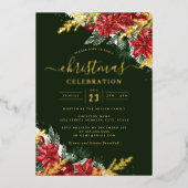 Invitation En Aluminium Fête de Noël Red Jolly Gold Leaf (Recto)