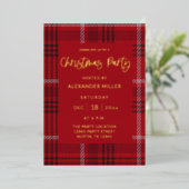 Invitation En Aluminium Fête de Noël Red Plaid Flannel (Debout devant)