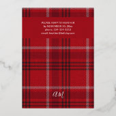 Invitation En Aluminium Fête de Noël Red Plaid Flannel (Verso)