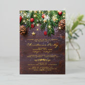 Invitation En Aluminium Fête de Noël rustique (Debout devant)