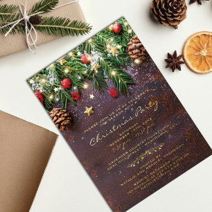 Invitation En Aluminium Fête de Noël rustique