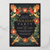 Invitation En Aluminium Fête de Noël rustique enchantée Cardinaux de Noël (Recto)