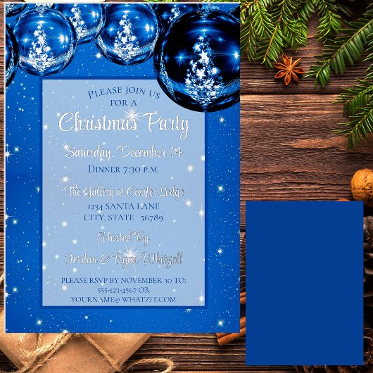 Invitation En Aluminium Fête de Noël tendance Sparkle Blue Ornamentes