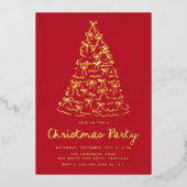 Invitation En Aluminium Fête de Noël Whimsical Arbre Vaches Red Fête (Recto)