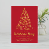 Invitation En Aluminium Fête de Noël Whimsical Arbre Vaches Red Fête (Debout devant)