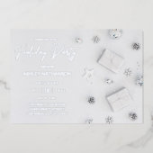 Invitation En Aluminium Fête de Noël White Pine (Recto)