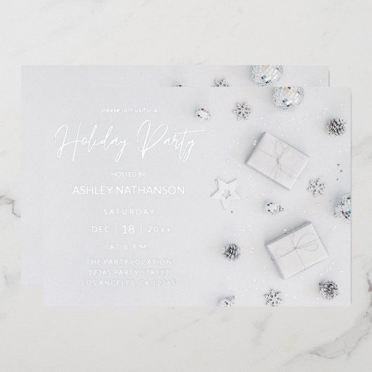 Invitation En Aluminium Fête de Noël White Pine (Recto/Verso)