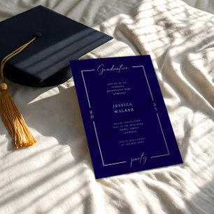 Invitation En Aluminium Fête de remise de diplômes avec écriture élégante