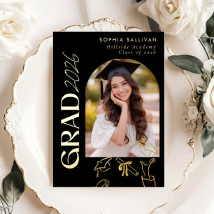 Invitation En Aluminium Fête de remise de diplômes élégante moderne classi