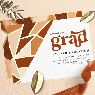 Invitation En Aluminium Fête de remise de diplômes moderne géométrique en