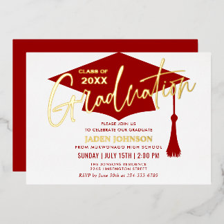 Invitation En Aluminium Fête de remise de diplômes moderne simple rouge do