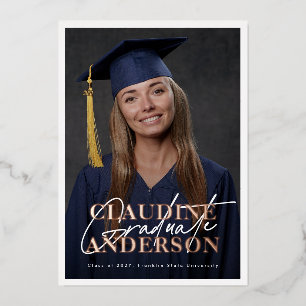 Invitation En Aluminium Fête de remise des diplômes de l'université Rose G