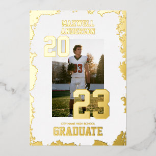 Invitation En Aluminium Fête de remise des diplômes de sport Varsity blanc