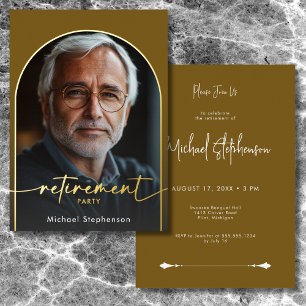 Invitation En Aluminium Fête de retraite marron minimaliste moderne