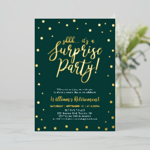 Invitation En Aluminium Fête de retraite surprise avec confettis dorés et