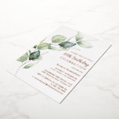 Invitation En Aluminium Fête de script eucalyptus pour 80e anniversaire (Rotation)