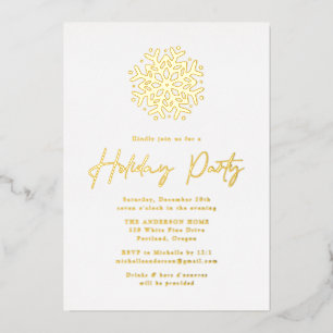 Invitation En Aluminium Fête de vacances Gold Snowflake