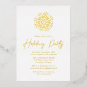 Invitation En Aluminium Fête de vacances Gold Snowflake (Recto)