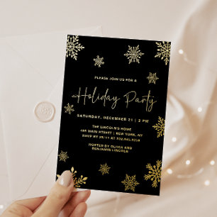 Invitation En Aluminium Fête de vacances Gold Snowflon hiver