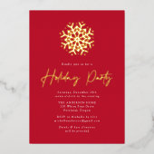 Invitation En Aluminium Fête de vacances Red and Gold Simple Snowflake (Recto)