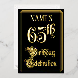 Invitation En Aluminium Fête des 65 ans — Écriture élégante et nom personn